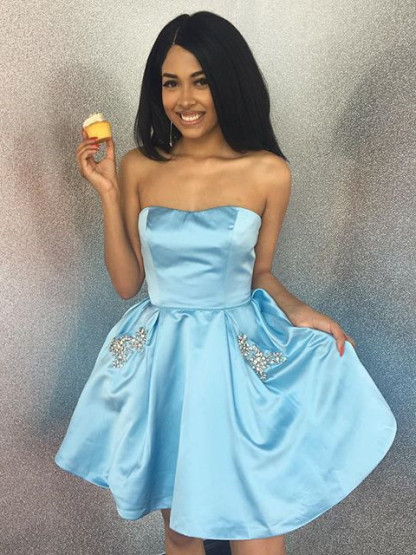 Strapless Sweetheart Beading Homecoming Dress-27Dress.co.uk