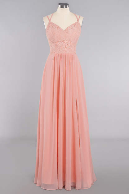 Sweetheart Chiffon Long Bridesmaid Dress with Side Slit
