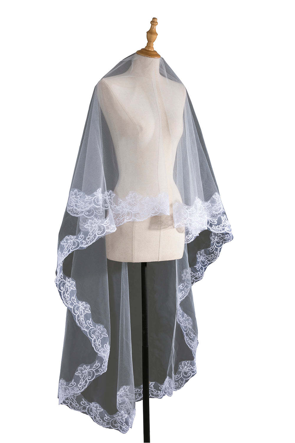 Free Two-Tier Bridal Veil with Lace | Wedding Veil for Women