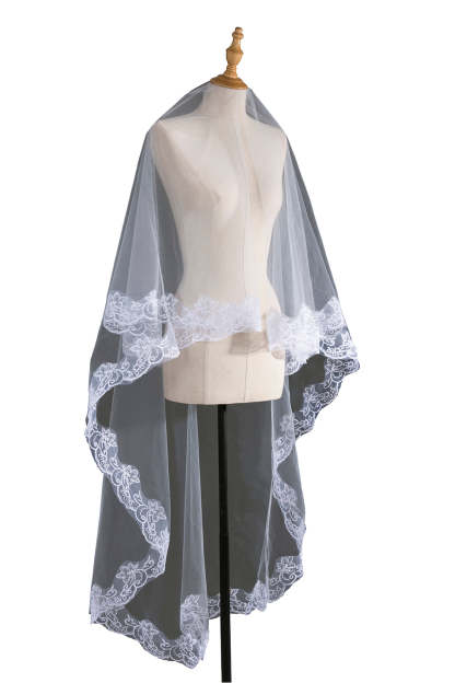 Free Two-Tier Bridal Veil with Lace | Wedding Veil for Women