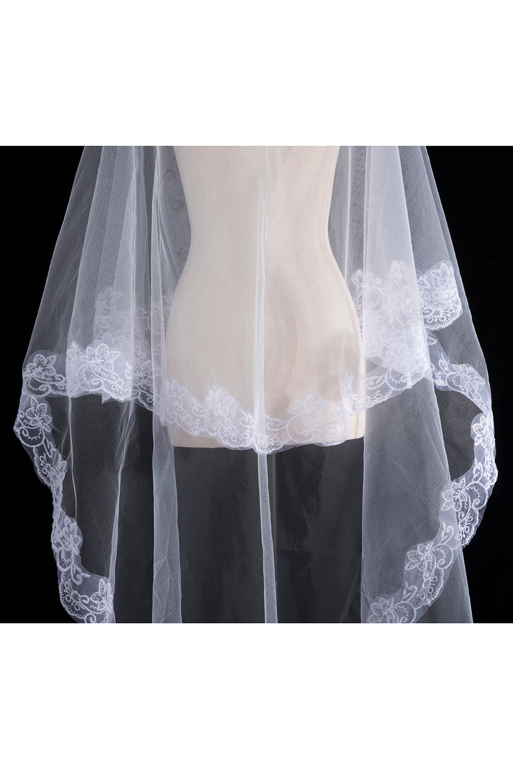 Free Two-Tier Bridal Veil with Lace | Wedding Veil for Women