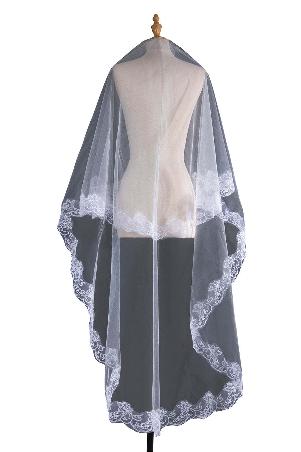 Free Two-Tier Bridal Veil with Lace | Wedding Veil for Women