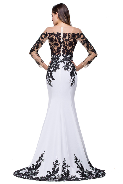 Gorgeous Long Sleeve Mermaid Evening Dress UK Black Appliques Mother Dress UK
