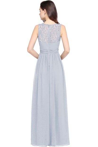 Elegant Ruched Chiffon Bridesmaid Dress Sleeveless Floral Lace Floor Length Dress for Casual Wear