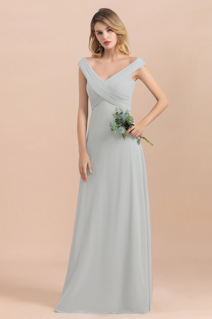 Off-the-Shoulder Mist Chiffon A-line Bridesmaid Dress