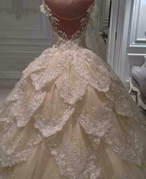 Luxurious Off-the-Shoulder Beads Wedding Dresses UK Ball Gown Long Train-27Dress.co.uk