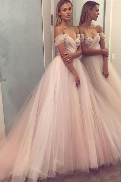 Elegant Crystal Off-the-Shoulder Prom Dress UKes UK Ruffle Sheer Sleeveless Evening Dress UKes UK