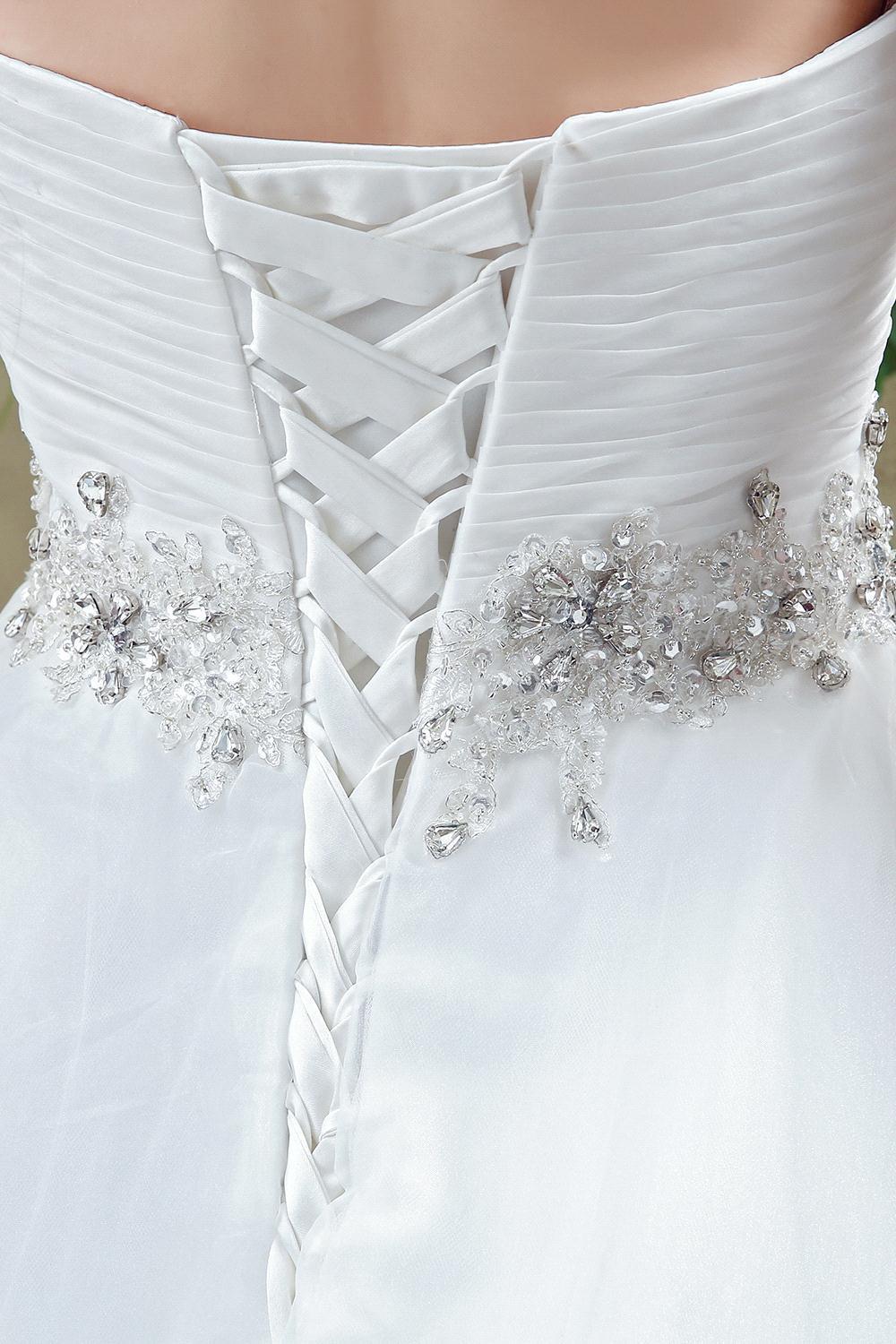 Chic White Sweetheart Beadss Wedding Dress Court Train Lace-up