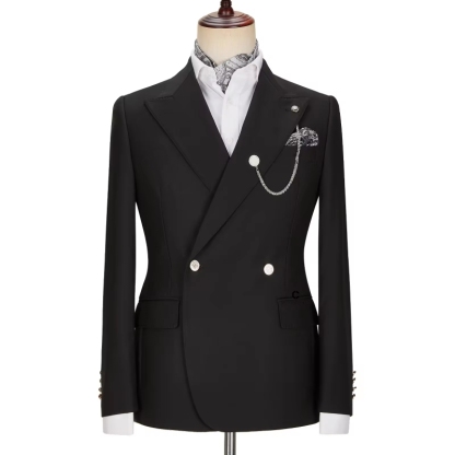 Lyndon Classical Black Peaked Lapel Double Breasted Prom Suits
