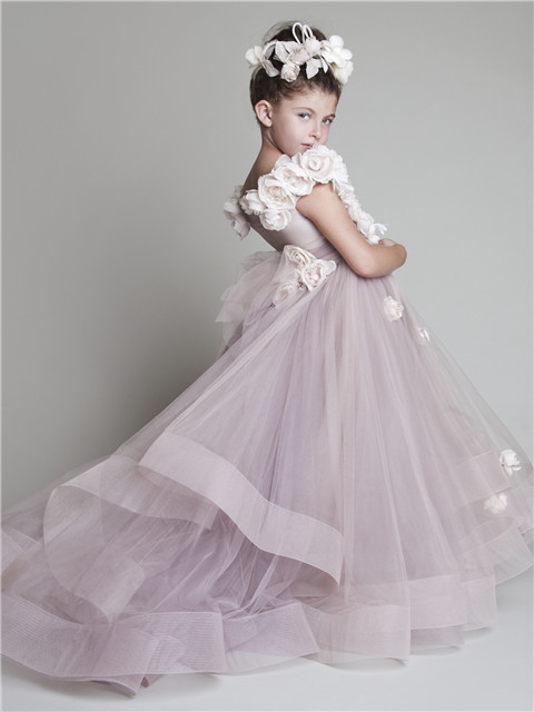 A-line Tulle Princess Flower Girl Dresses Pageant Gowns