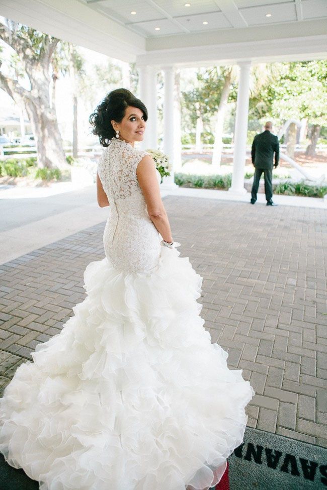 Newest Lace Ruffles Tulle Sexy Mermaid Wedding Dress Cap Sleeve-27Dress.co.uk