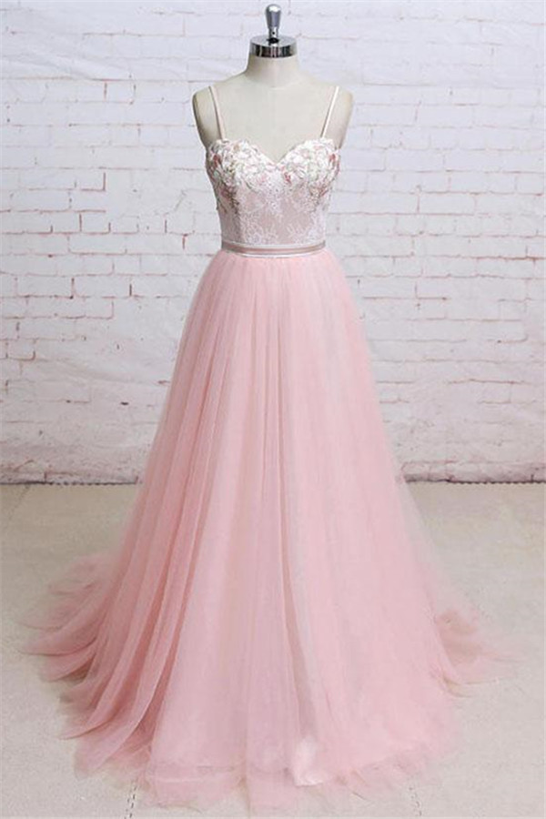 Sexy Lace Appliques Spaghetti-Strap Prom Dress UKes UK Sheer Backless Bowknot Sleeveless Evening Dress UKes UK