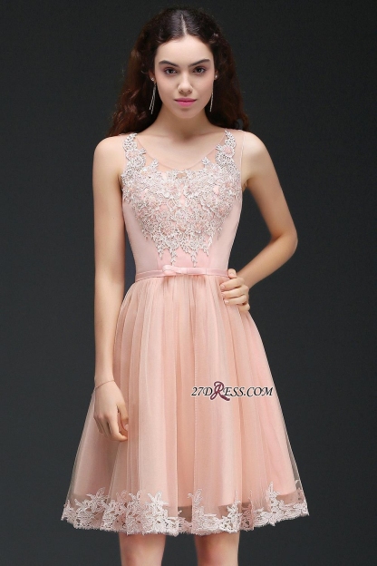 Sleeveless Sexy Short Tulle Lace Bowknot Homecoming Dress UK