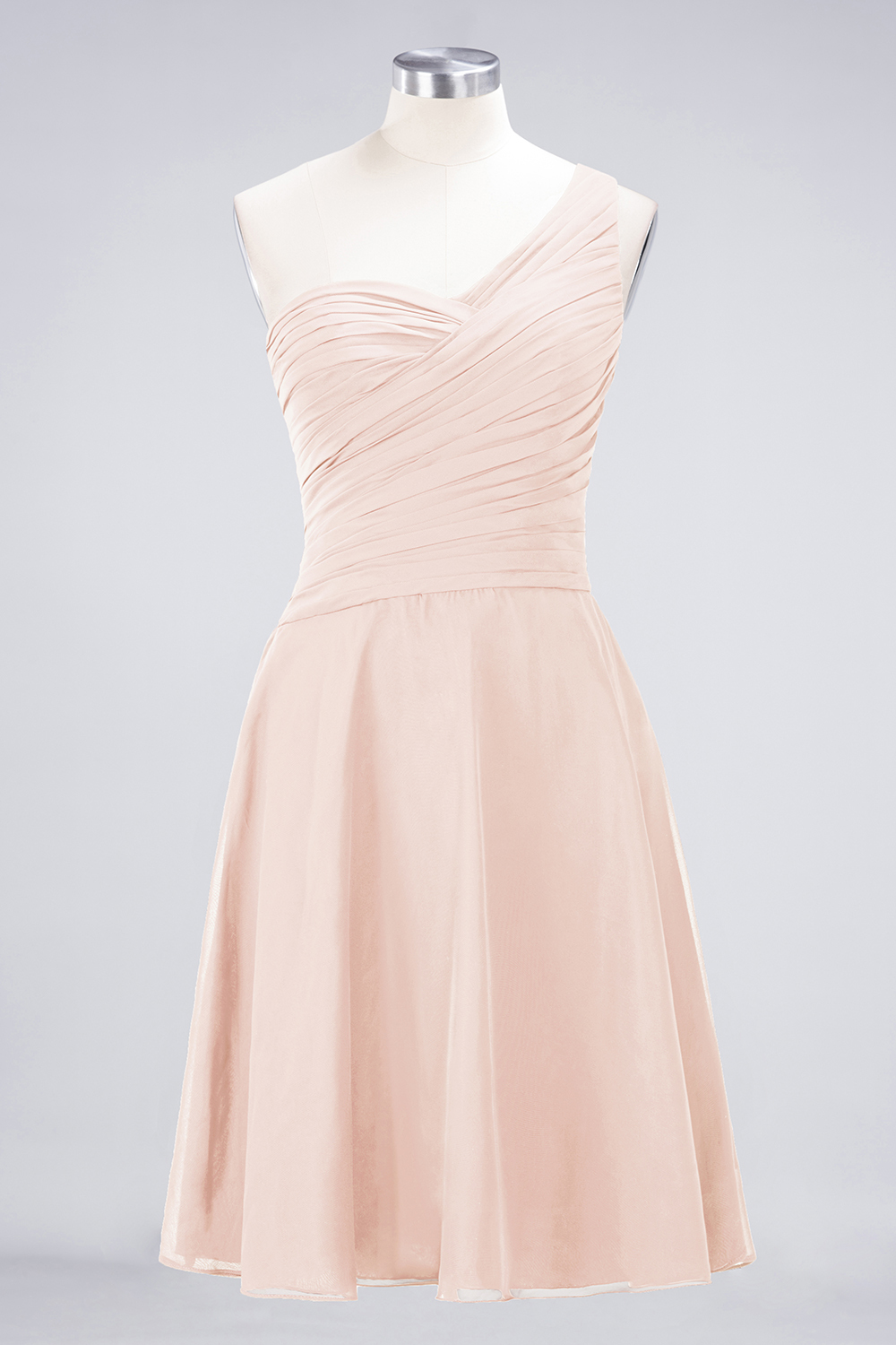 Sexy A-line Flowy One-Shoulder Sweetheart Sleeveless Short length Bridesmaid Dress UK UK with Ruffles