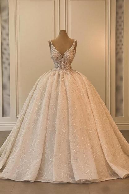 Luxury Aline Wedding Dresses Sweetheart Ball Gown with Glitter Beadings-27Dress.co.uk