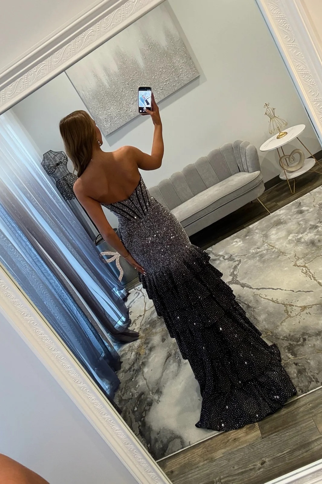[Copy]White Sweetheart Beaded Floor-Length Mermaid Prom Dress with High Split