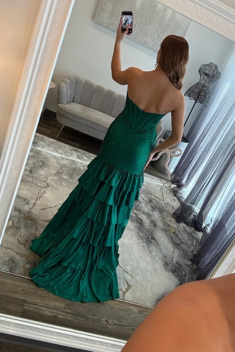 [Copy]White Sweetheart Beaded Floor-Length Mermaid Prom Dress with High Split