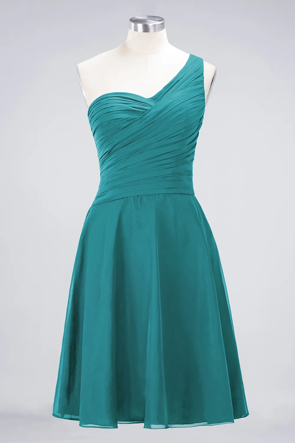 Sexy A-line Flowy One-Shoulder Sweetheart Sleeveless Short length Bridesmaid Dress UK UK with Ruffles