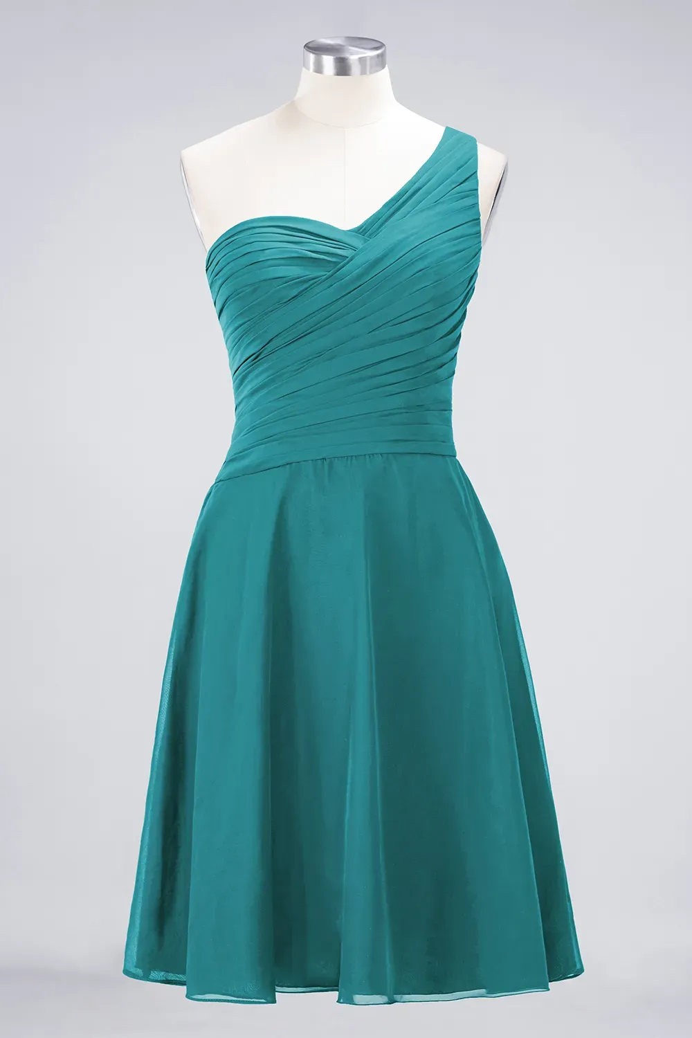 Sexy A-line Flowy One-Shoulder Sweetheart Sleeveless Short length Bridesmaid Dress UK UK with Ruffles