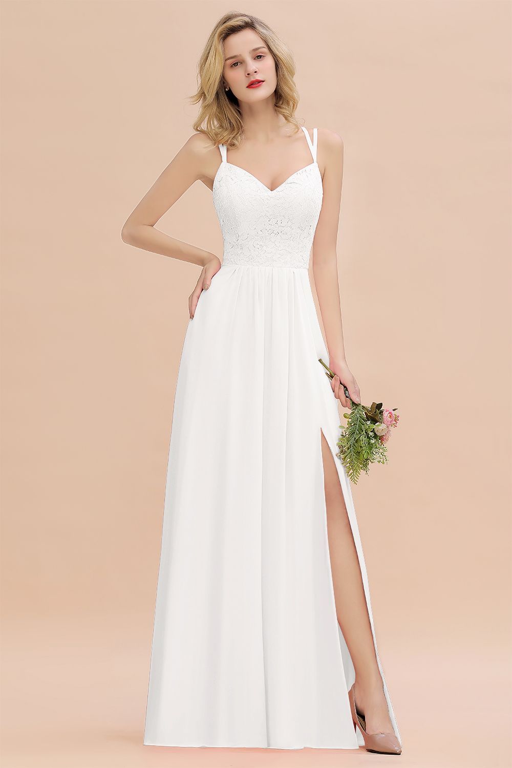 Sweetheart Chiffon Long Bridesmaid Dress with Side Slit