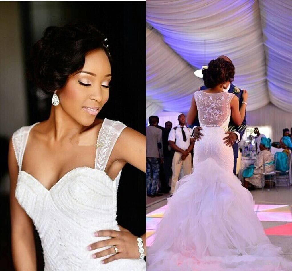 Pretty Cap Sleeve Sweetheart Wedding Dresses UK Sequins Sexy Mermaid Bridal Gowns HT313