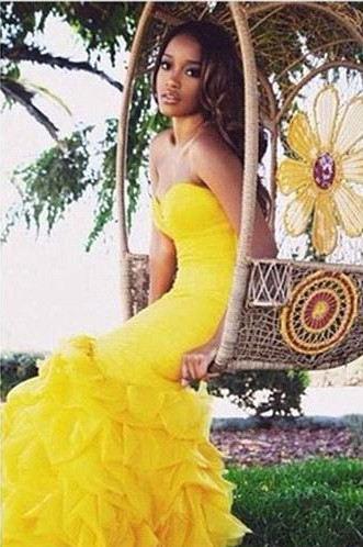 Luxury Sweetheart Yellow Prom Dress UKes UK Mermaid With Train BK0
