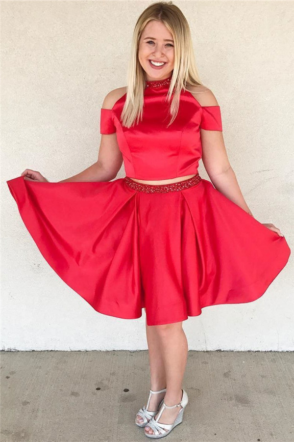 Cheap Two Piece Homecoming Dresses | Beading Short Evening Dress UK