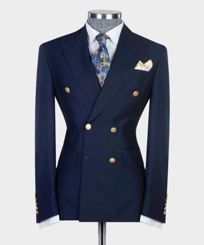 Antony New Arrival Navy Double Breasted Slim Fit Bespoke Prom Men Suits