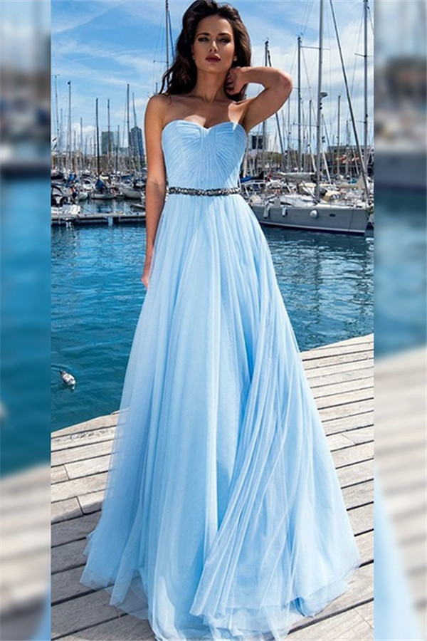 Sexy Sweetheart Ruffles Crystal Prom Dress UKes UK Sleeveless Elegant Evening Dress UKes UK With Sash-27Dress.co.uk