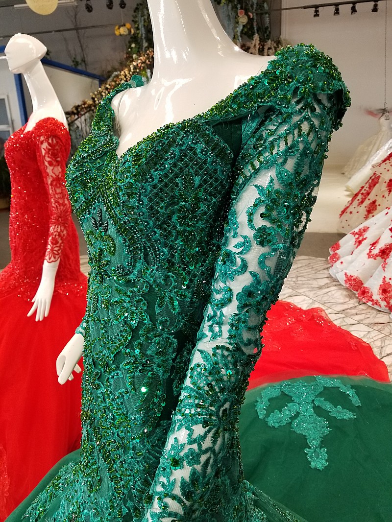 Mermaid Beads Chapel Train Long Sleeves Tulle Applique Prom Dress UK UK