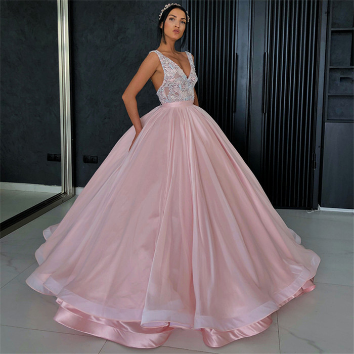 Amazing Appliques Alluring V-neck Sleeveless Prom Dress UK