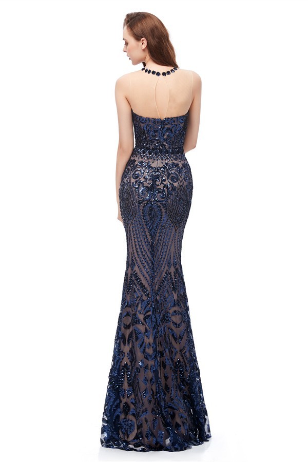 Crew Neck Glitter Sequins Mermaid Bridesmaid Dress Sweetheart Long Wedding Guest Dress