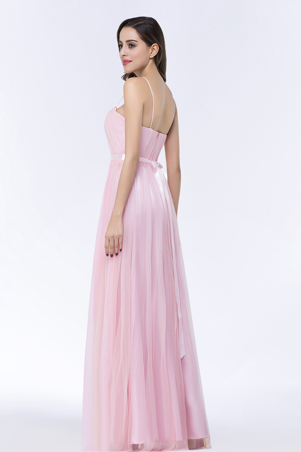 Modest Spaghetti-Straps Sweetheart Long Bridesmaid Dress