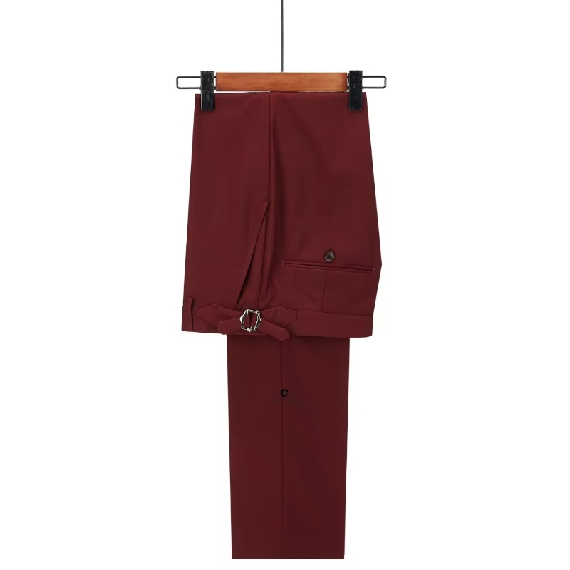 Lynn Charming Burgundy Peaked Lapel Double Breasted Prom Suits