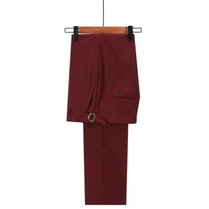 Lynn Charming Burgundy Peaked Lapel Double Breasted Prom Suits