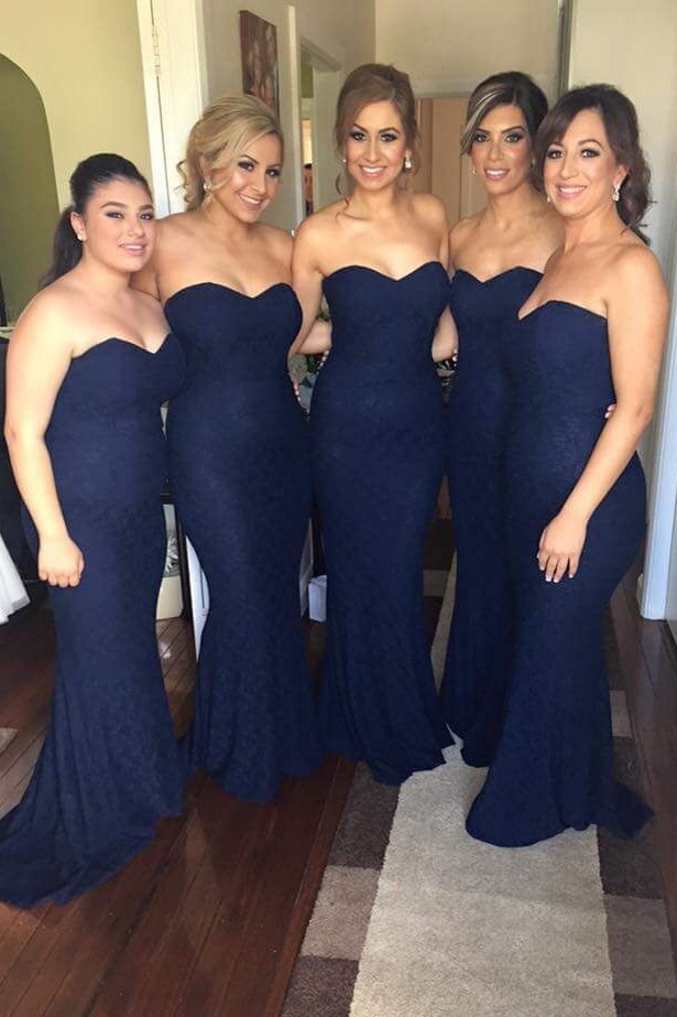 Elegant Sweetheart Sleeveless Mermaid Bridesmaid Dress UK With Lace