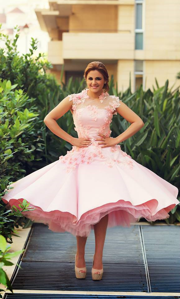 Lovely High Neck Cap Sleeve Prom Dress UK Pink With Flowers