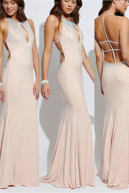 Sexy Lace Up Halter Beads Prom Dress UKes UK Mermaid Keyhole Evening Dress UKes UK Sexy