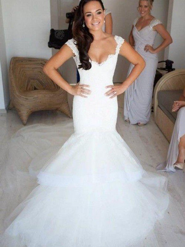 Straps Sleeveless Sexy Mermaid Organza Wedding Dresses UK