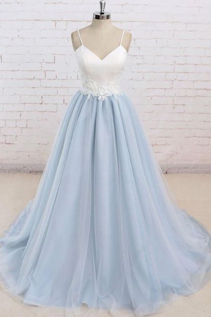 Sexy Spaghetti-Strap Lace Appliques Prom Dress UKes UK A-Line Sleeveless Evening Dress UKes UK