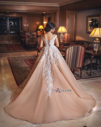 Off-the-shoulder Lace Evening Dress | Princess Wedding Dress With Appliques