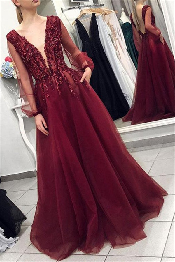 burgundy prom dresses uk Princess Off the Shoulder Burgundy Tulle Formal Dress – FancyVestido main image 0