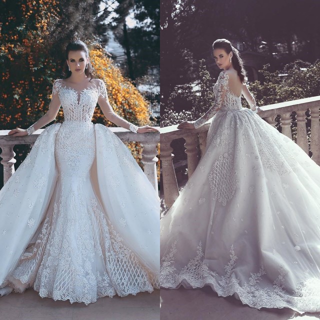 Elegant Long Sleeve Lace Wedding Dress Sexy Mermaid On Sale