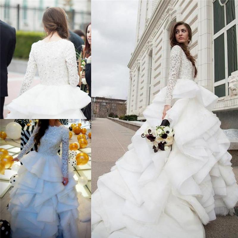 Elegant Beadss Lace Appliques Wedding Dress Ruffles Court Train-27Dress.co.uk