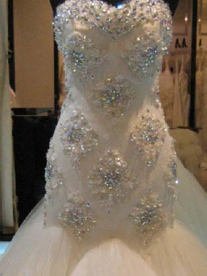 Court Train Sexy Mermaid Beads Sleeveless Tulle Sweetheart Wedding Dresses UK-27Dress.co.uk
