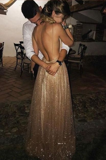 Squins Spaghetti-Strap Prom Dress UKes UK Backless Sleeveless Evening Dress UKes UK