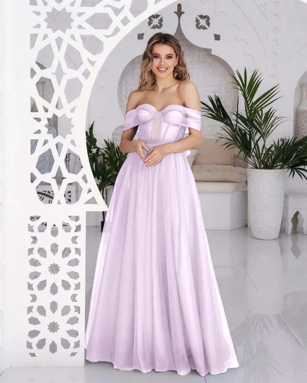 Stunning Tulle Off the Shoulder Sweetheart Strapless Royal Blue Prom Dress