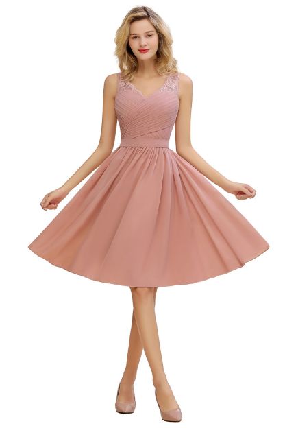Lace Short Homecoming Dresses with Belt | Sleeveless Pink Party Dress UK
