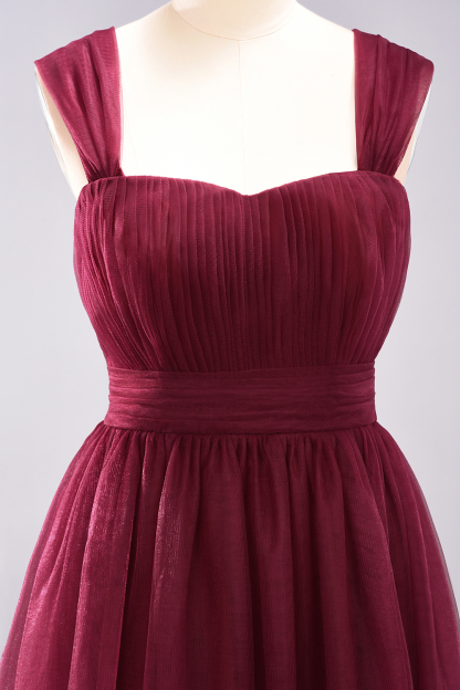 A-Line Light Chiffon Cute strapless Straps Sleeves Sweep Train Bridesmaid Dress UKes UK UK with Ruffles
