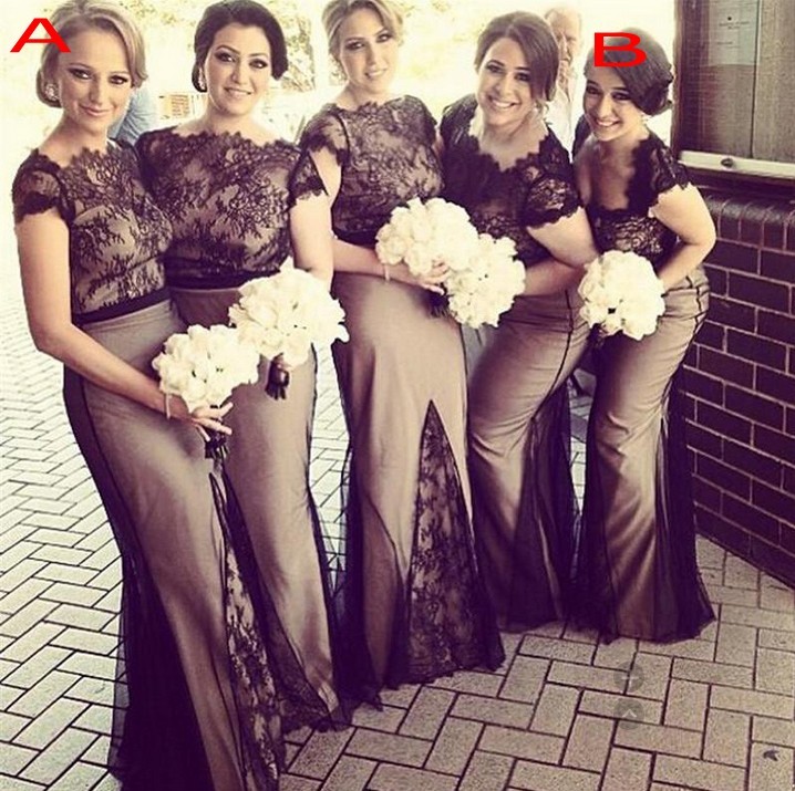 Lace Mermaid Bridesmaid Dress UK Cap Sleeve Floor-length